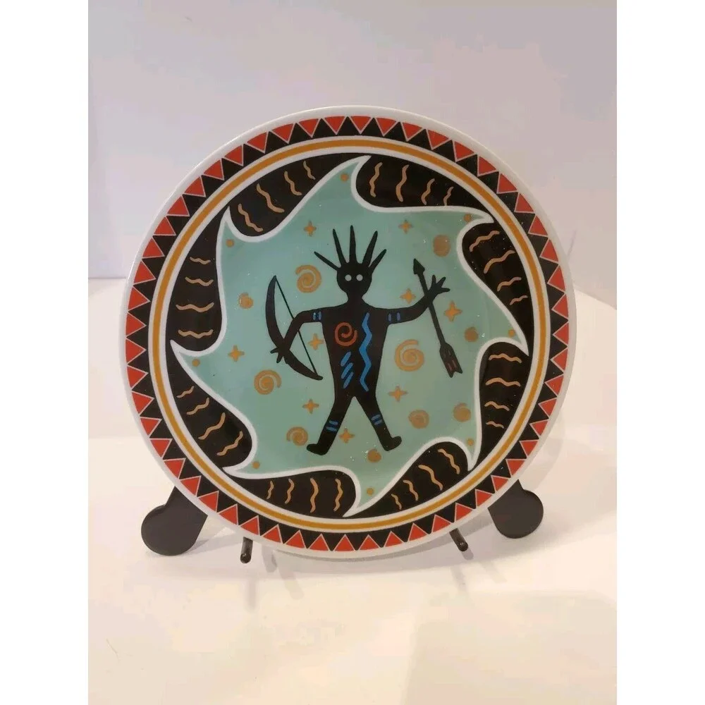 Southwestern Plates Petroglyphs Drawing Folk Art Decorative 8